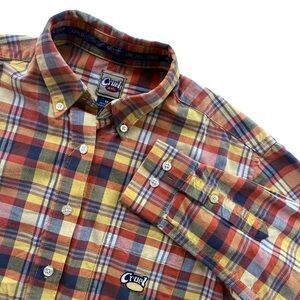 Cruel Girl Women’s M Red Yellow Blue Plaid Cotton Long Sleeves Button Down Shirt